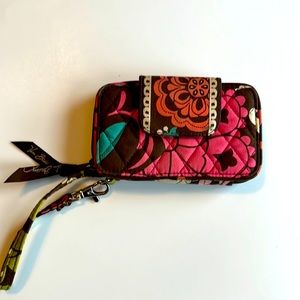 Vera Bradley Wristlet, pink and brown
